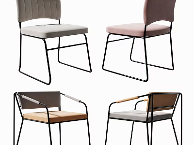 Modern Leisure Chairs With Various Colors And Metal Frames For Home Decor 3d model