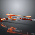 Modern Orange Weapon With Long Barrel Scope And Metallic Silver Structure 3d model