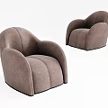 Stylish Modern Brown Single Seater Sofa with Curved Armrests and Soft Fabric