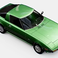 Green Classic Sports Car With Two Door Design And Sleek Exterior Look