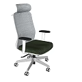 Ergonomic Office Chair With Gray Mesh Backrest Green Seat Black Armrests Silver Base And Wheels