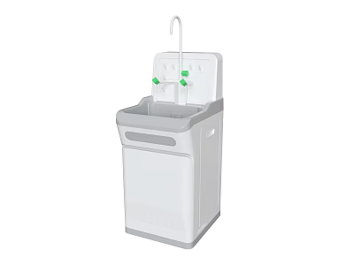 Laboratory Standing Wash Station With Dual Faucet And Green Control Buttons 3d model