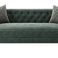 Dark Green Velvet Tufted Sectional Sofa With Decorative Pillows And Gold Legs