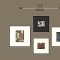 Modern Wall Decor With Framed Artworks Wall Light And Floor Lamp 3d model