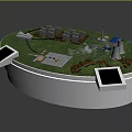 Innovative Commercial Equipment Setup in Industrial Facility Model with Solar Panels and Control Towers