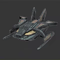 Futuristic Sci Fi Spaceship 3D Model With Metallic Blue Green Finish And Aerodynamic Wings