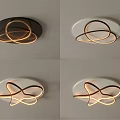 Modern Ceiling Lights With Artistic Curved LED Elements And Black White Bases 3d model