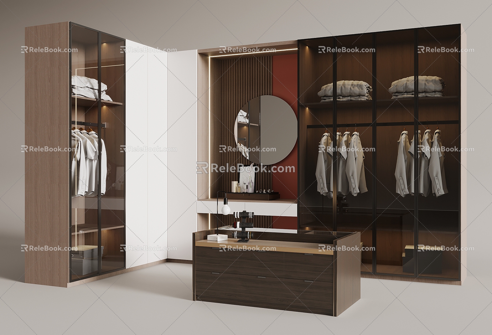 Modern Simple Cloakroom Wardrobe Island Cabinet 3d model