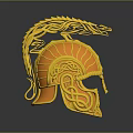 Golden Medieval Warrior Helmet With Intricate Dragon Design And Decorative Details