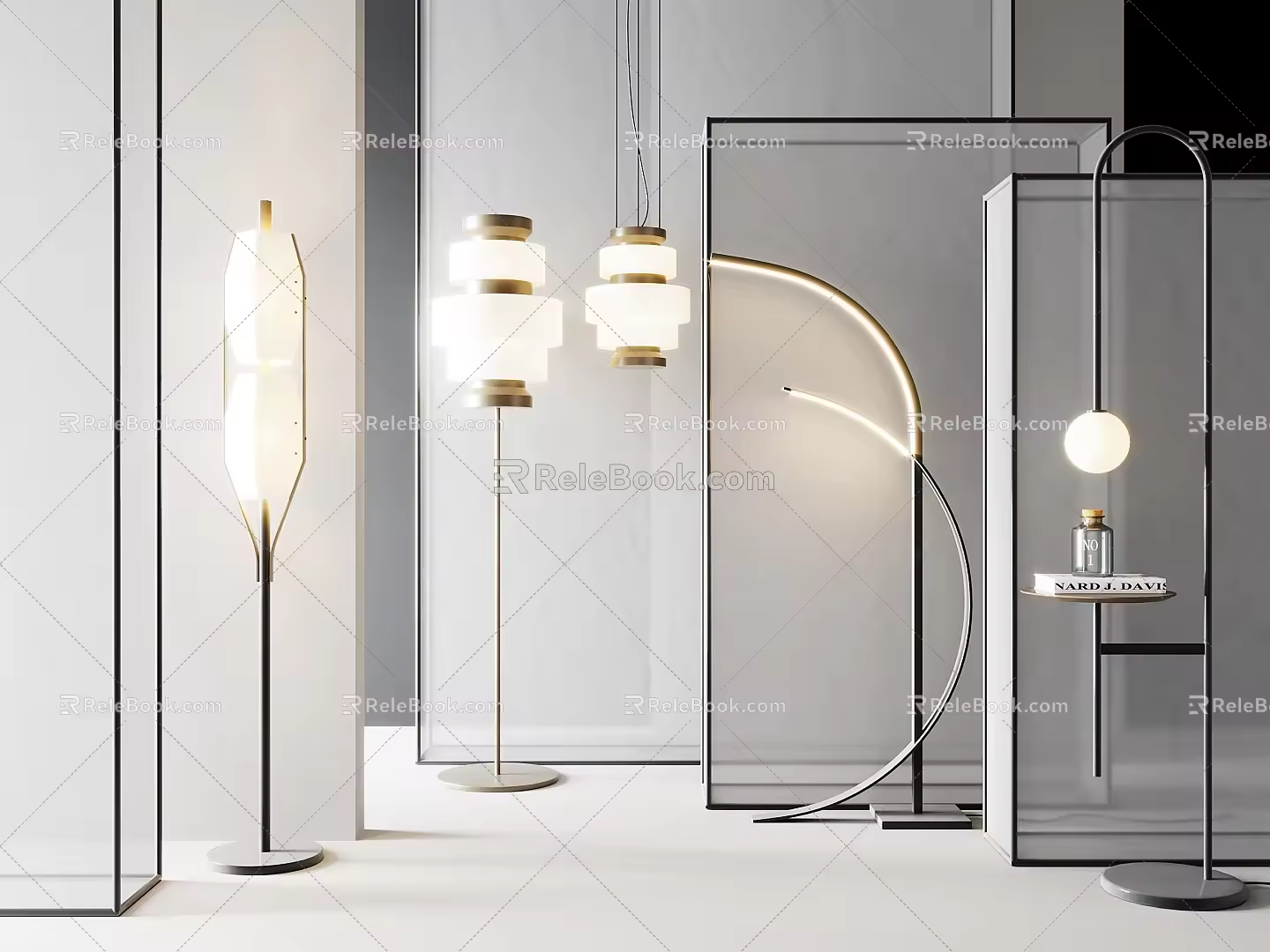 Modern lighting combination floor lamp combination 3d model
