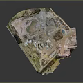 Detailed 3D Terrain Model Showing Regional Topographic Features Vegetation Roads And Structures