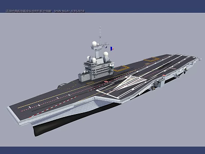 Aircraft Carrier Naval Weapon With Flight Deck Radar Systems And Combat Equipment 3d model