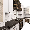 Modern Kitchen Interior With White Cabinets And Dark Island 3d model