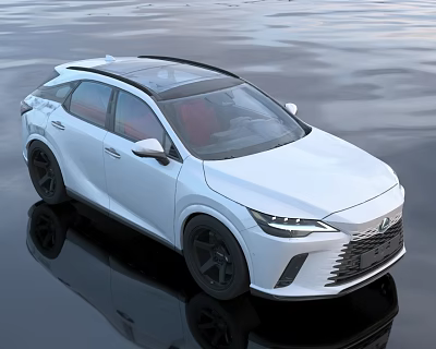 White SUV Car with Panoramic Sunroof Red Interior Black Wheels and Modern Front Design 3d model