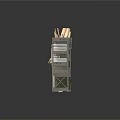 Industrial Metal Shelves Storage Unit With Rolled Items Wooden Crates And Green Boxes