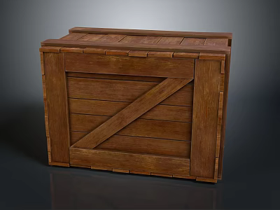 Rustic Wooden Crate With Diagonal Plank And Natural Wood Grain 3d model