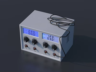 Industrial Equipment With Digital Display Knobs And Connected Cable For Voltage Monitoring 3d model