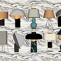 Various Modern Table Lamps With Stylish Designs And Different Materials For Interior Decor 3d model