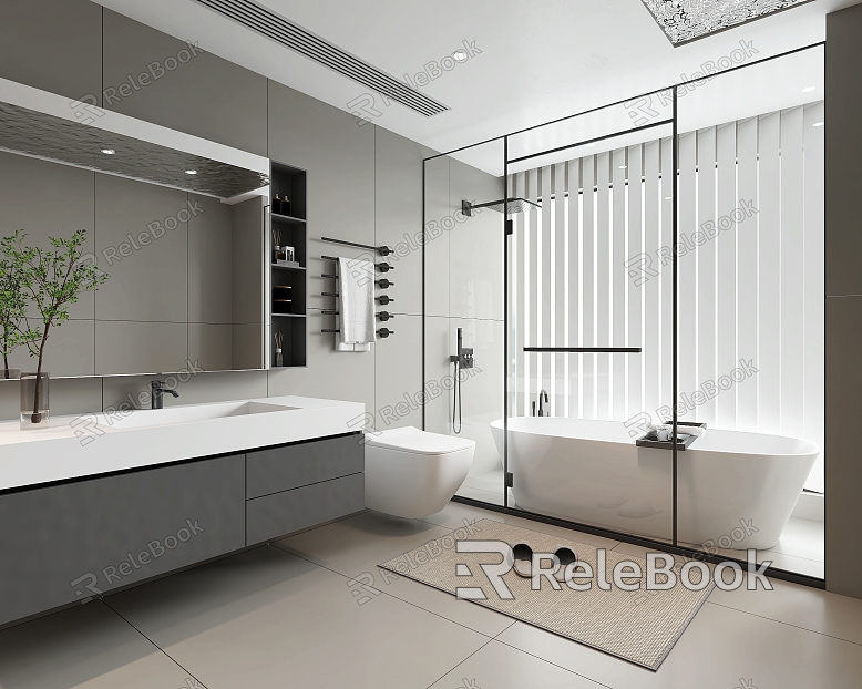 Modern Toilet Bathroom Cabinet Shower model