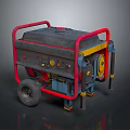 Portable Generator With Red Frame Black Top Yellow Components Wheels And Control Panel 3d model