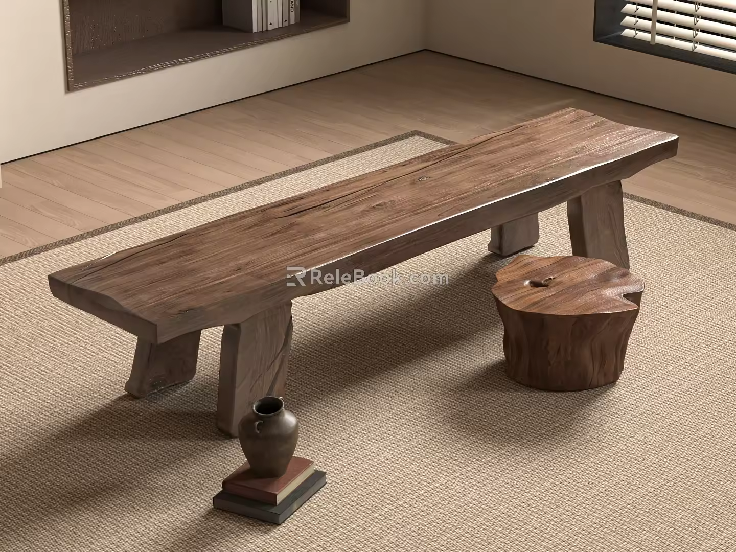 New Chinese Style Bench Stool Solid Wood Stool Low Stool Bench 3d model