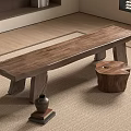 New Chinese Style Bench Stool Solid Wood Stool Low Stool Bench 3d model