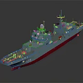 Military Warship Gray Hull Red Bottom Number 05 Antennas Deck Facilities In Studio Lighting
