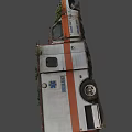 Old Rusty Abandoned Ambulance With Plants On Roof And Medical Service Logo