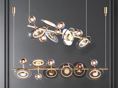 Modern Luxury Chandelier Design With Glass Orbs And Gold Metal Frame 3d model