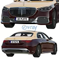 Luxury Sedan Car Featuring Brown Beige Body With Multiple Side Top Front Rear Views
