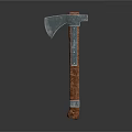 Traditional Hand Axe With Sharp Metal Blade And Wooden Leather Wrapped Handle