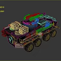 Armored Military Vehicle with Turret Machine Gun 6x6 Wheeled Design Reinforced Armor and Tactical Equipment