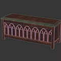 Classic Wooden Chest With Intricate Carved Gothic Arches Textured Lid And Sturdy Legs