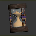 Wooden Hourglass Decorative Furniture With Glass Center And Colorful Bead Accents On Sides
