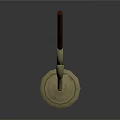 Household Mop With Wooden Handle And Round Metal Base For Floor Cleaning