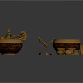 Golden Traditional Household Items Including Lidded Container Small Bowls Tools and Various Shapes