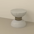 Minimalist White Marble Stool With Brass Ring Accent And Modern Design