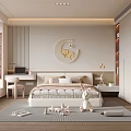 Cozy Kids Room Interior Design with Moon Wall Decor Bed Rabbit Plush and Bookshelves