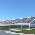 Modern Industrial Factory With Solar Panels On Roof And Glass Windows