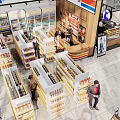 Supermarket Department Store Interior With Organized Shelves Various Products And Checkout Counter