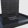 Modern Garden Ornament With Black Stone Wall Flowing Water And Square Pool