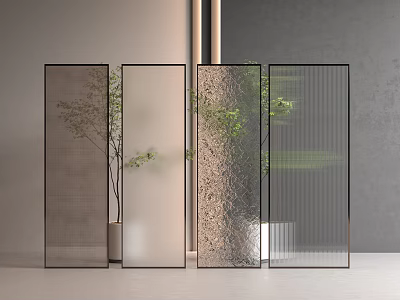 Modern partition glass brick glass 3d model