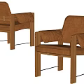 Brown Padded Leisure Chair With Wooden Frame And Armrests Modern Design