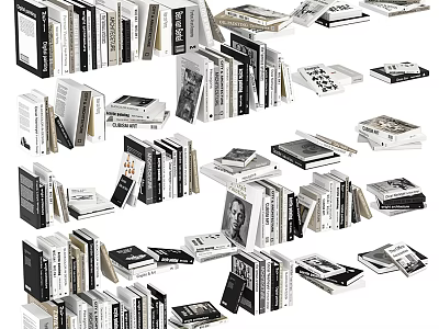 Books And Magazines Collection Stacked And Arranged In Various Styles And Sizes 3d model