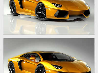 Yellow Luxury Sports Car With Sleek Design And Black Wheels 3d model