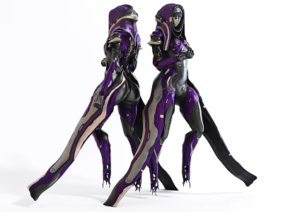 Game and Movie Characters in Purple Black Armor with Silver Accents Sci Fi Standing Pose 3d model