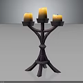 Elegant Dark Candelabra Furniture Design With Three Lit Candles And Intricate Stand