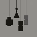 Modern Minimalist Pendant Lights Design With Black Gray Geometric Cylindrical And Triangular Shapes 3d model