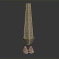 Tall Textured Abstract Sculpture With Vertical Lines And Triangular Bases 3d model