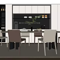 Modern Dining Room Interior With Rectangular Table And Stylish Chairs Design 3d model